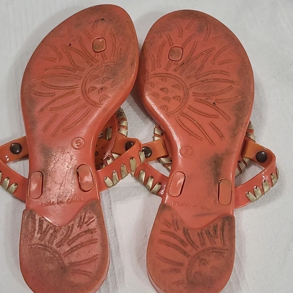 Jack Rogers Womens‎ Sandals Orange/Gold Slip-ons Size 5 GUC